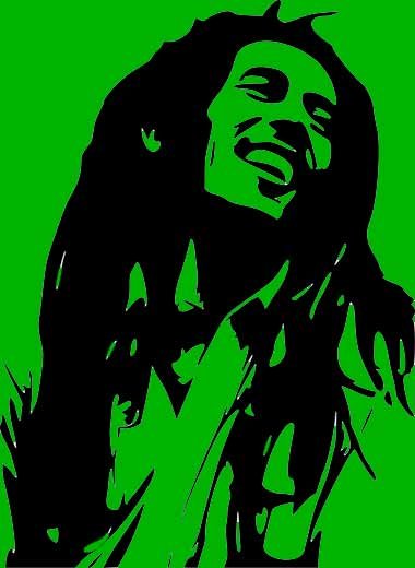 bob marley dibujo fondo verde